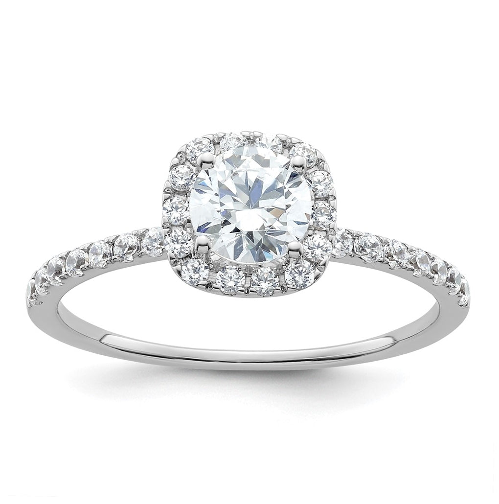14K White Gold Halo Plus (Holds 5/8 carat (5.5mm) Round Center) 1/3 carat Diamond Semi-Mount Engagement Ring