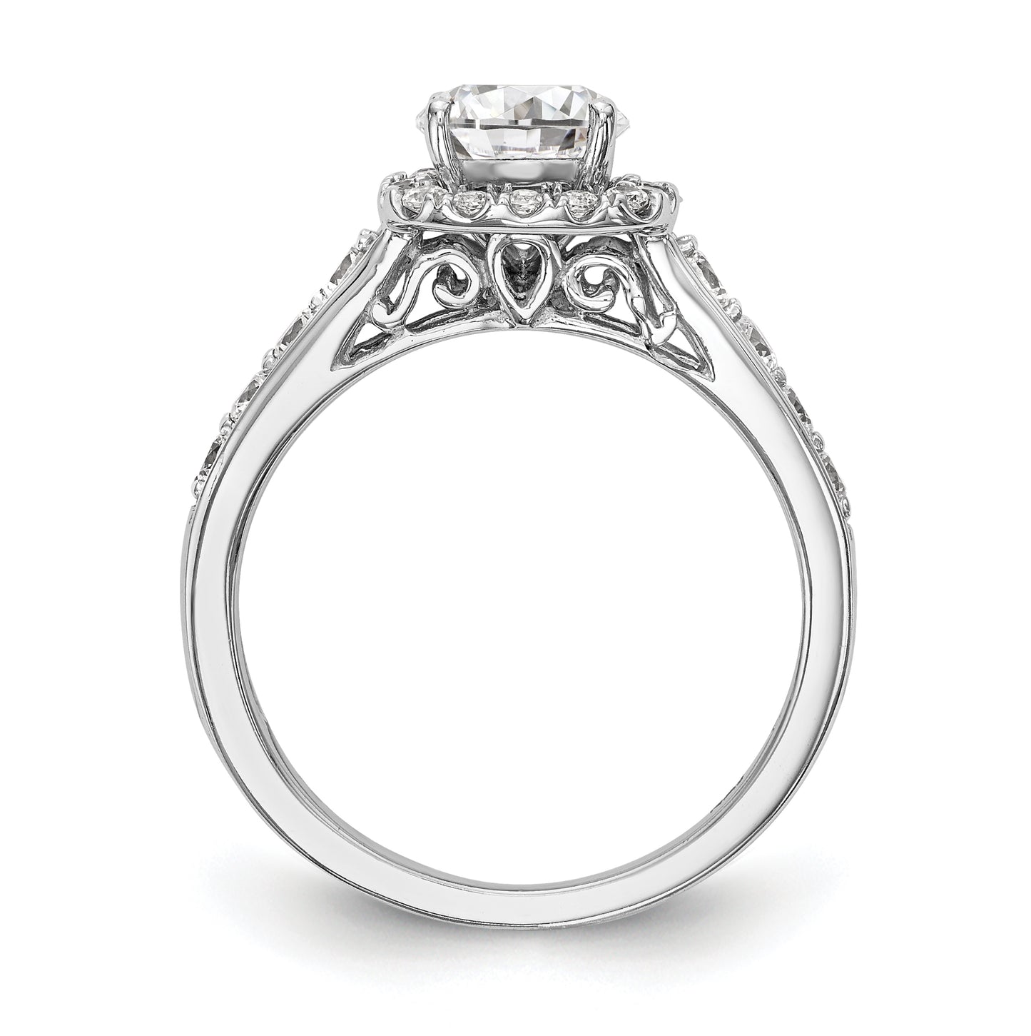 14k White Gold Halo Plus Peg Set 1/2 ct Diamond Semi-Mount Engagement Ring