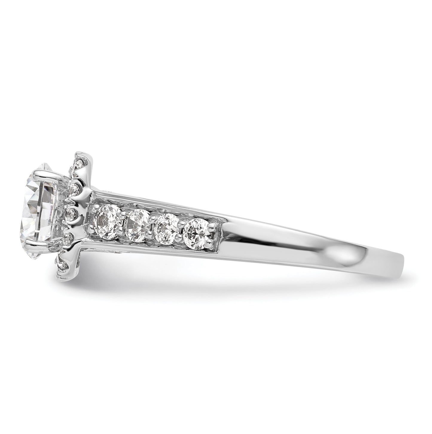 14k White Gold Halo Plus Peg Set 1/2 ct Diamond Semi-Mount Engagement Ring