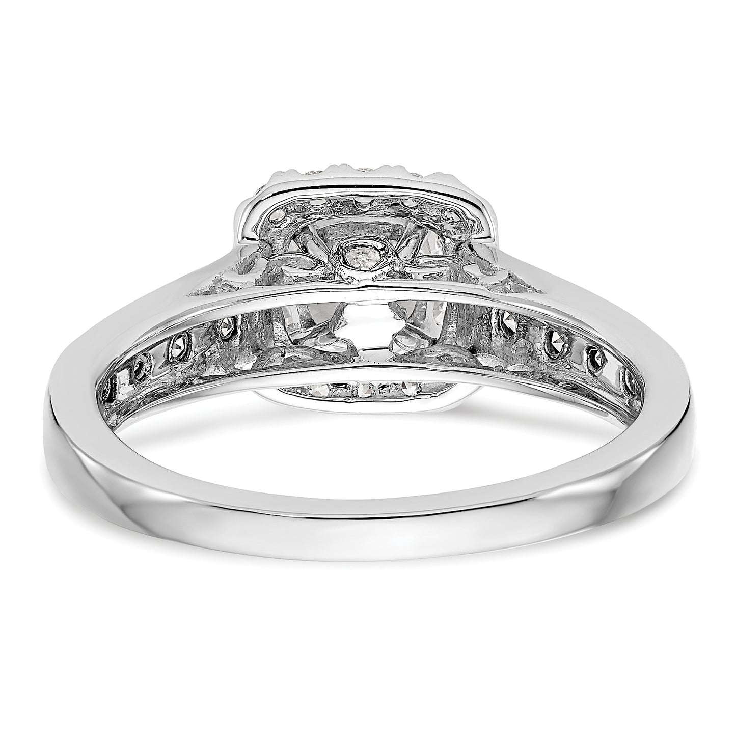 14k White Gold Halo Plus Peg Set 1/2 ct Diamond Semi-Mount Engagement Ring