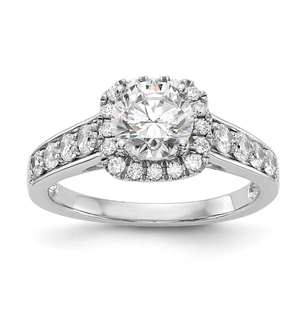 14k White Gold Halo Plus Peg Set 1/2 ct Diamond Semi-Mount Engagement Ring