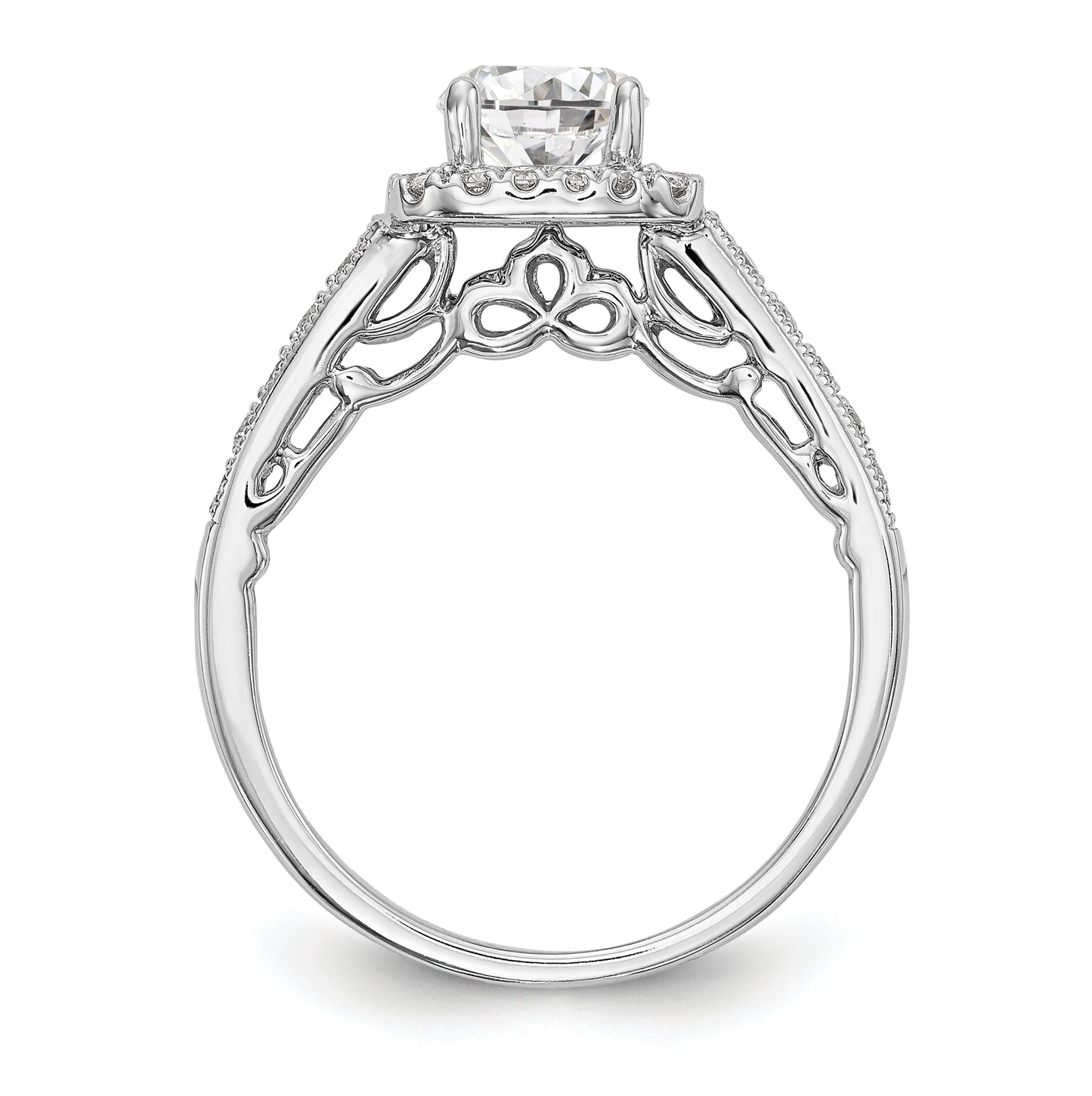 14K White Gold Halo Plus (Holds 3/4 carat (6.00mm) Round Center) 1/3 carat Diamond Semi-Mount Engagement Ring