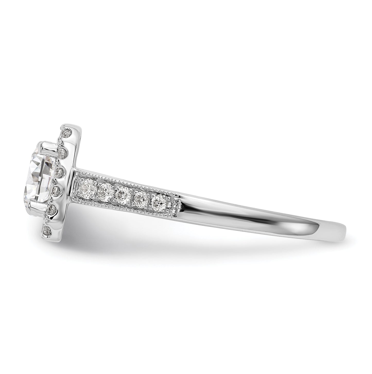 14K White Gold Halo Plus (Holds 3/4 carat (6.00mm) Round Center) 1/3 carat Diamond Semi-Mount Engagement Ring
