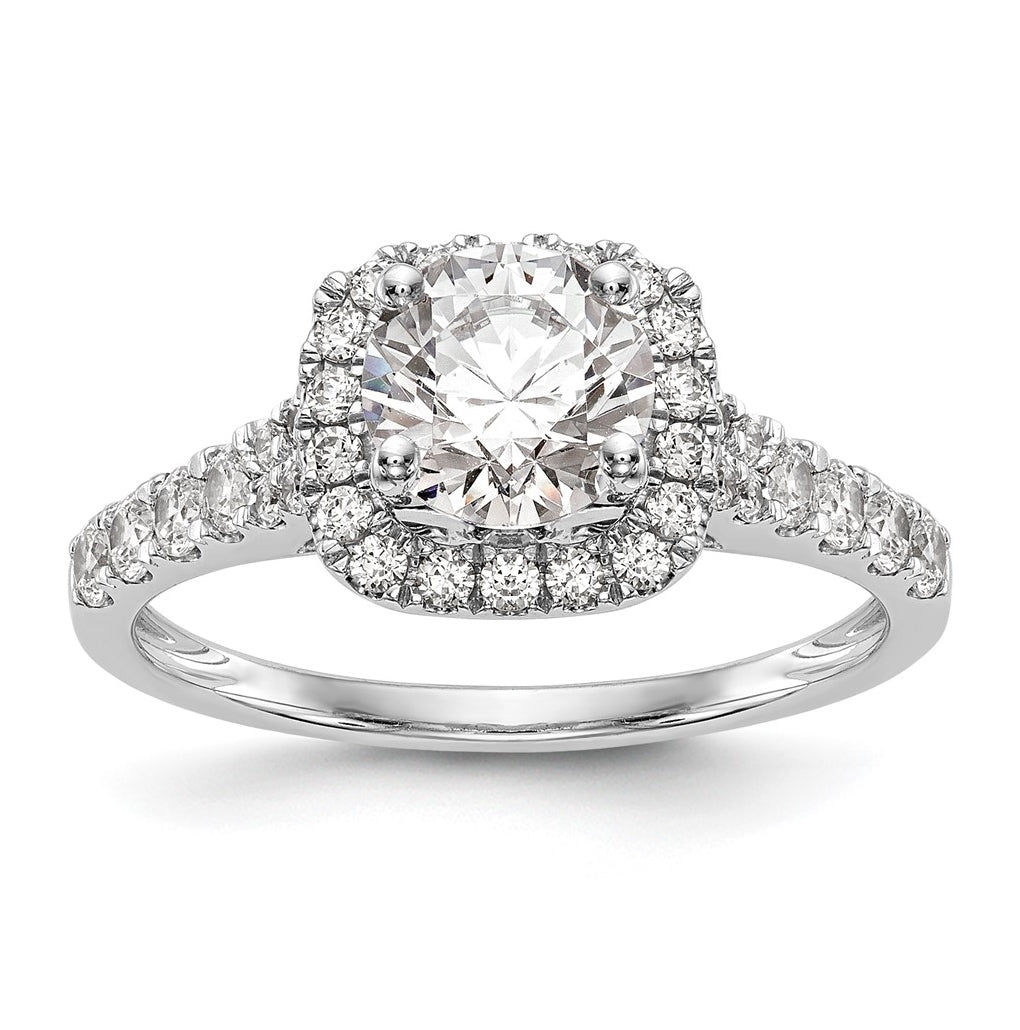 14k White Gold Halo Plus Peg Set 1/2 carat Diamond Semi-Mount Engagement Ring