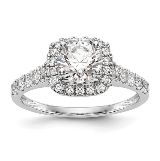 14k White Gold Halo Plus Peg Set 1/2 carat Diamond Semi-Mount Engagement Ring