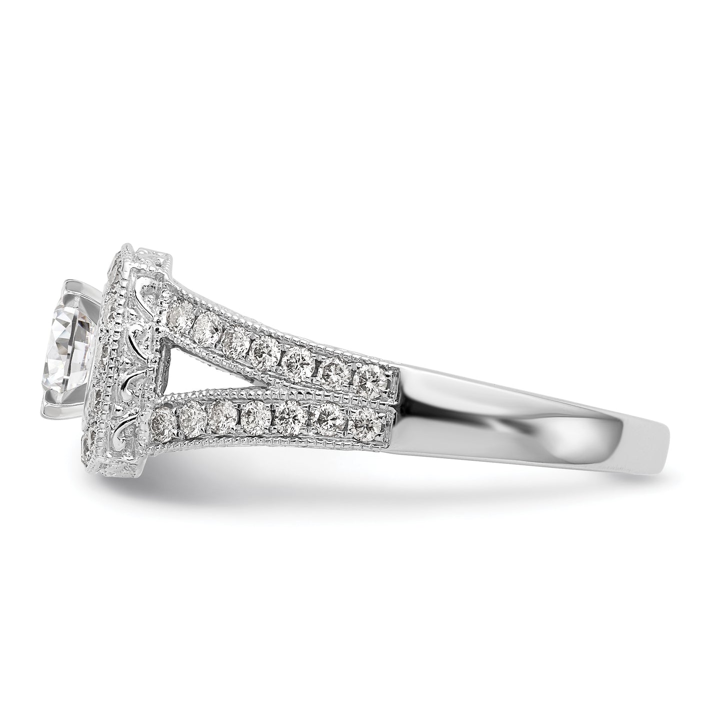 14K White Gold Halo Plus Peg Set 5/8 carat Diamond Semi-Mount Engagement Ring