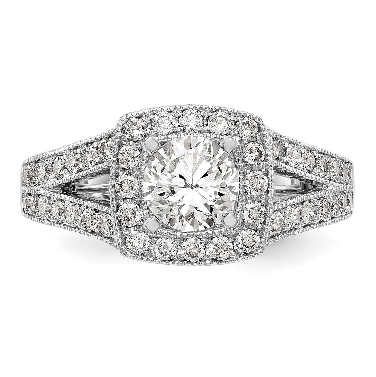 14K White Gold Halo Plus Peg Set 5/8 carat Diamond Semi-Mount Engagement Ring