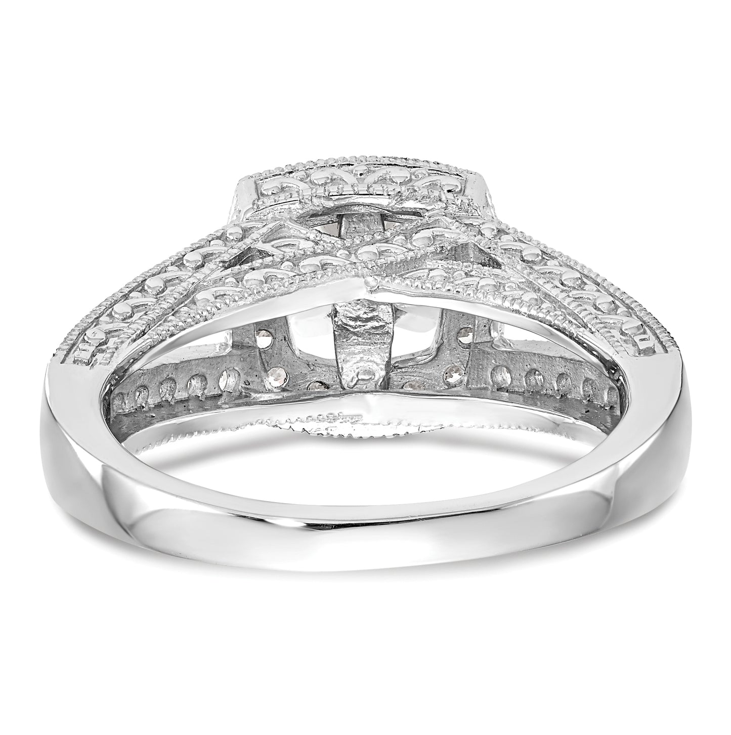 14K White Gold Halo Plus Peg Set 5/8 carat Diamond Semi-Mount Engagement Ring