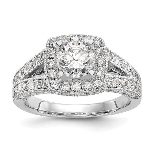 14K White Gold Halo Plus Peg Set 5/8 carat Diamond Semi-Mount Engagement Ring