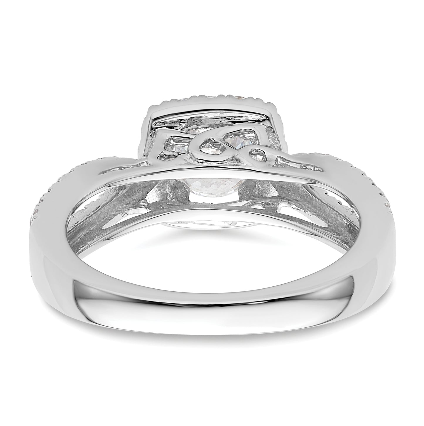 14k White Gold Halo Plus (Holds 3/4 carat (5.8mm) Round Center) 1/2 carat Diamond Semi-Mount Engagement Ring,  4 to 2.7 mm (tapered)