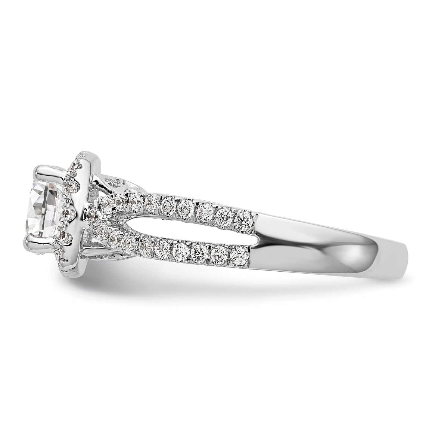 14k White Gold Halo Plus (Holds 1ct (6.5mm) Round Center) 5/8ct Diamond Semi-Mount Engagement Ring