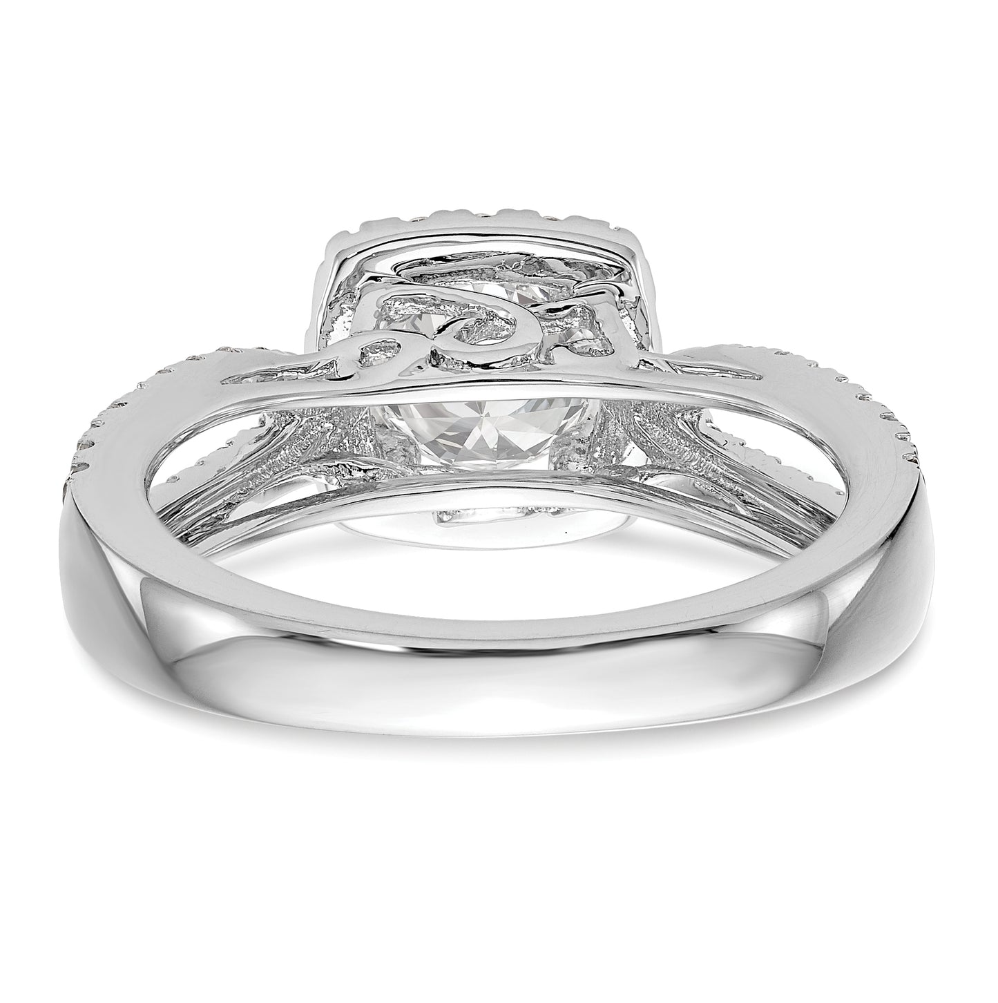 14k White Gold Halo Plus (Holds 1ct (6.5mm) Round Center) 5/8ct Diamond Semi-Mount Engagement Ring