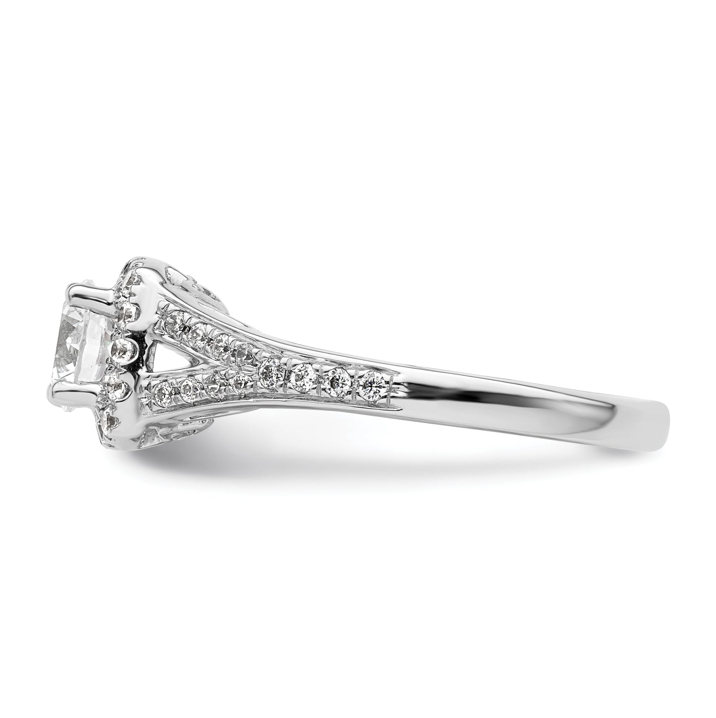 14k White Gold Halo Plus (Holds 3/4 carat (5.8mm) Round Center) 3/8 carat Diamond Semi-Mount Engagement Ring,  2.2 to 2.1 mm (tapered)