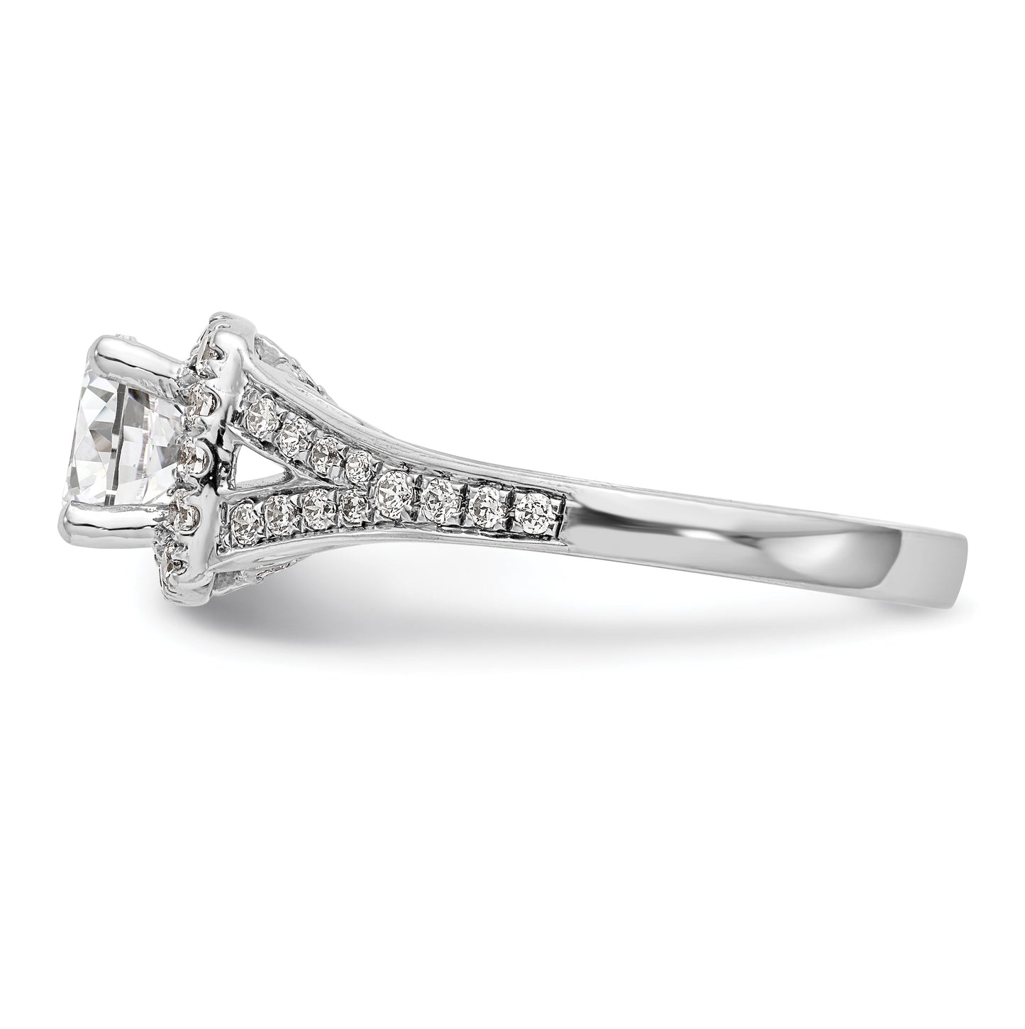 14k White Gold Halo Plus (Holds 1ct (6.5mm) Round Center) 3/8ct Diamond Semi-Mount Engagement Ring