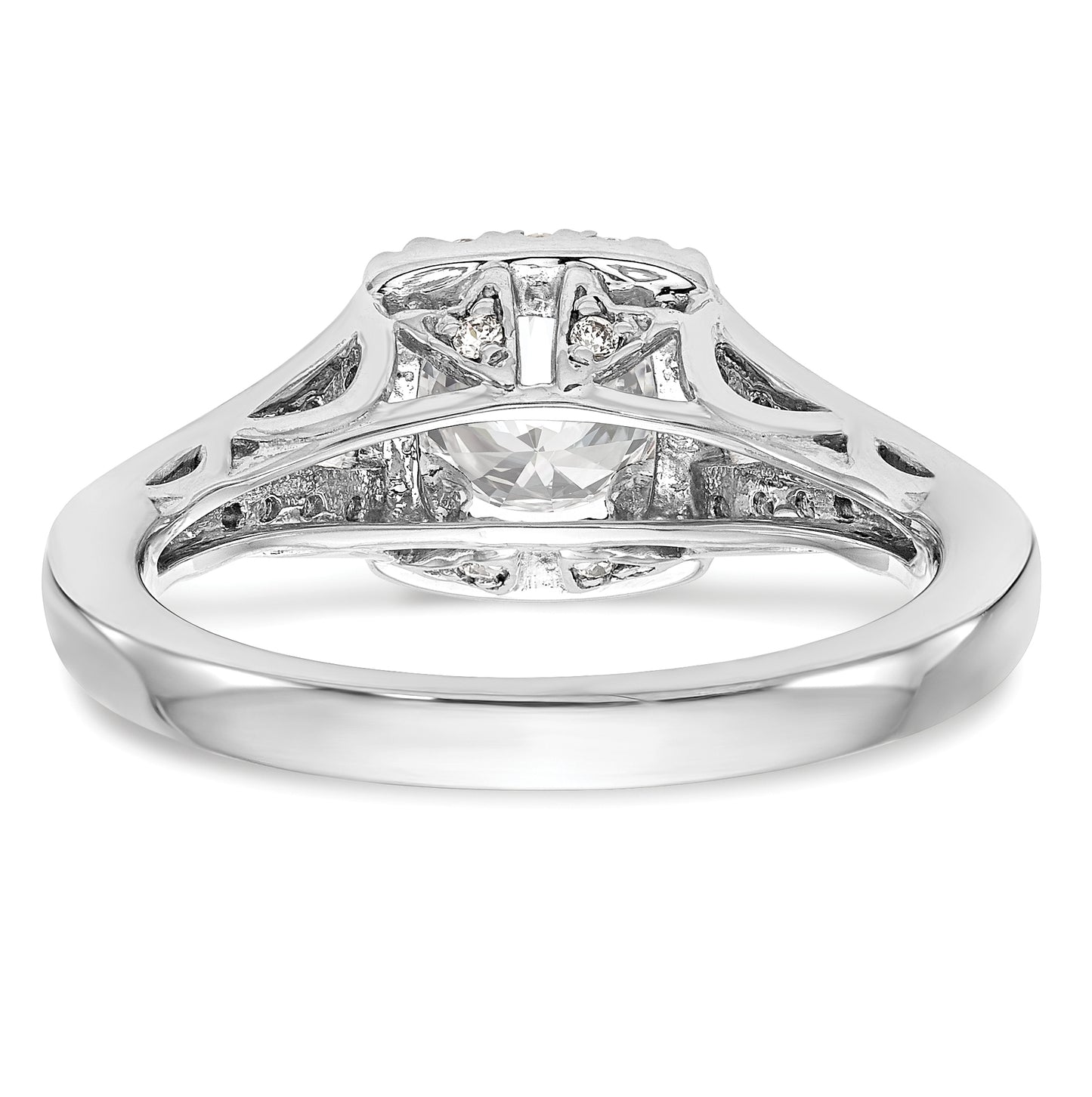 14k White Gold Halo Plus (Holds 1ct (6.5mm) Round Center) 3/8ct Diamond Semi-Mount Engagement Ring