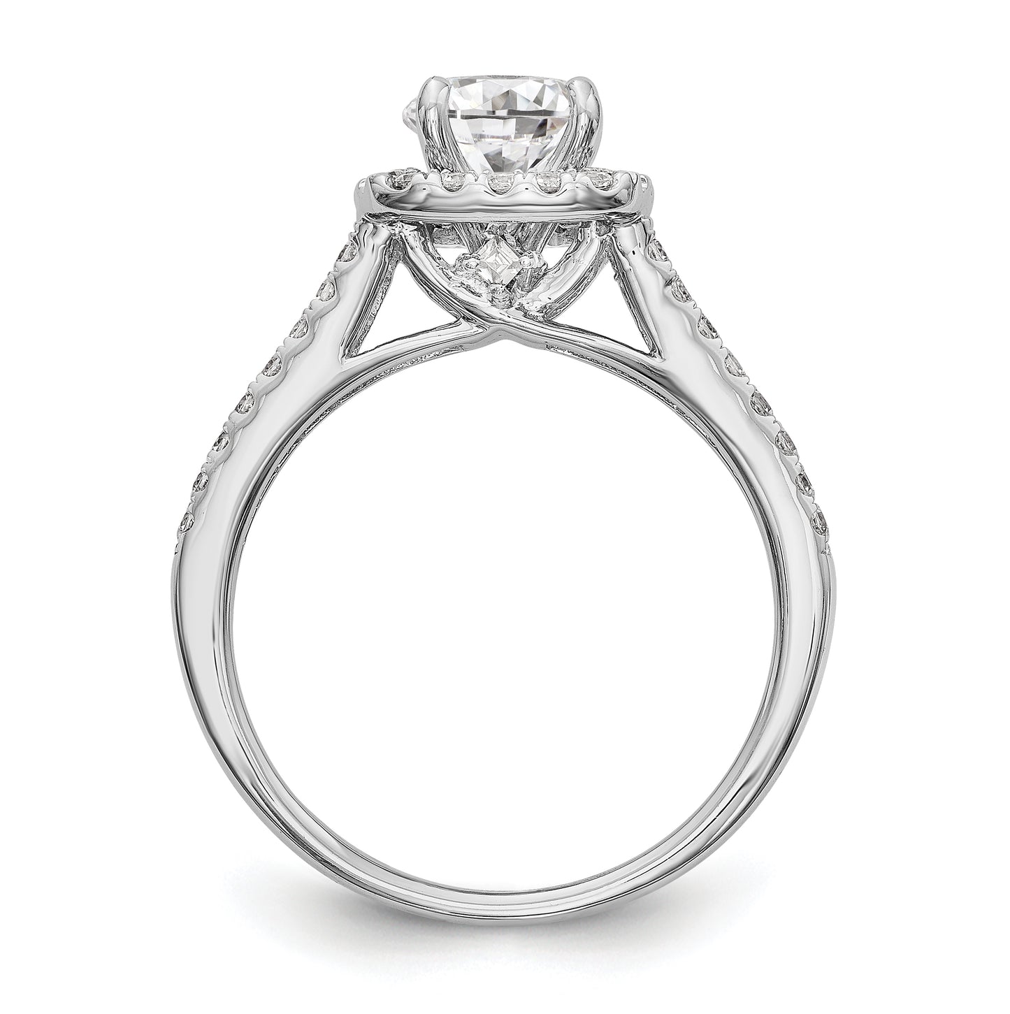 14k White Gold Halo Plus Peg Set 1/2ct Diamond Semi-Mount Engagement Ring