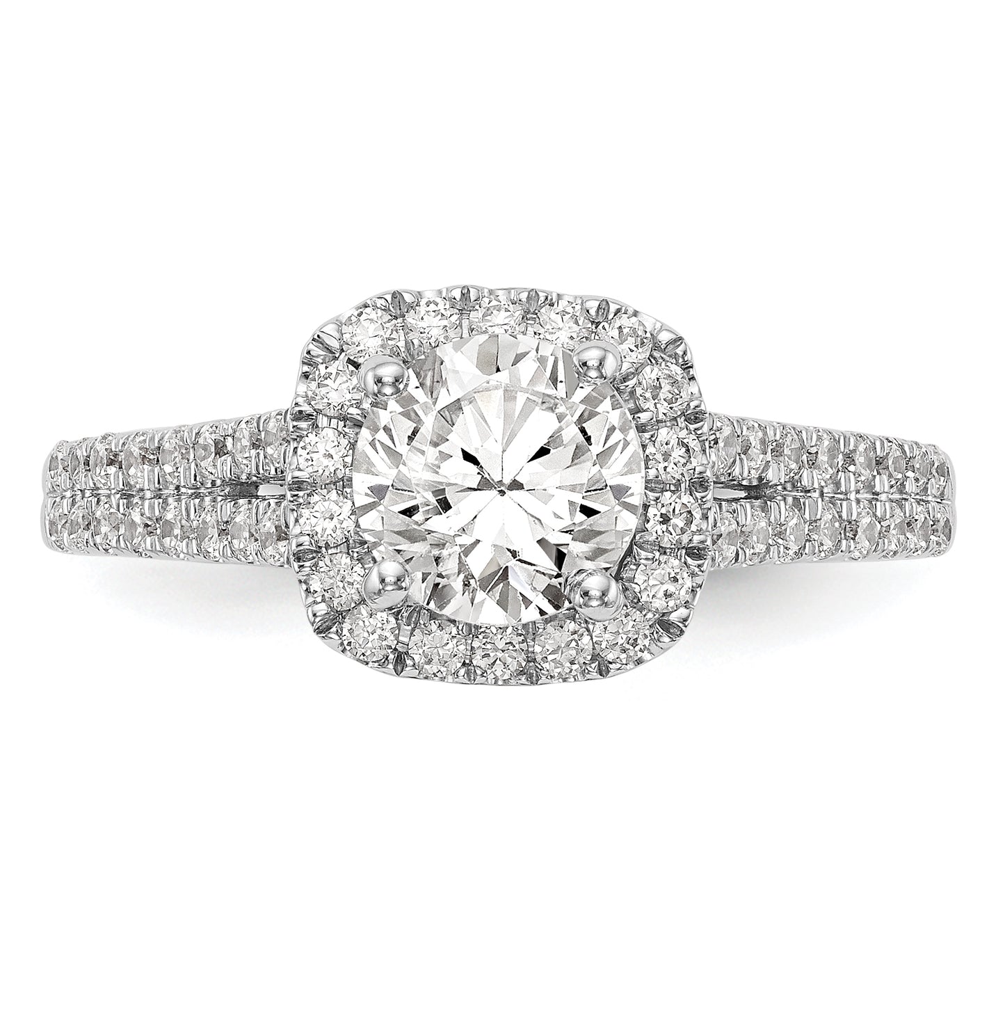 14k White Gold Halo Plus Peg Set 1/2ct Diamond Semi-Mount Engagement Ring