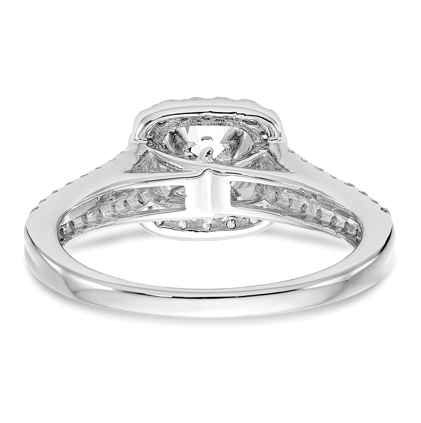 14k White Gold Halo Plus Peg Set 1/2ct Diamond Semi-Mount Engagement Ring