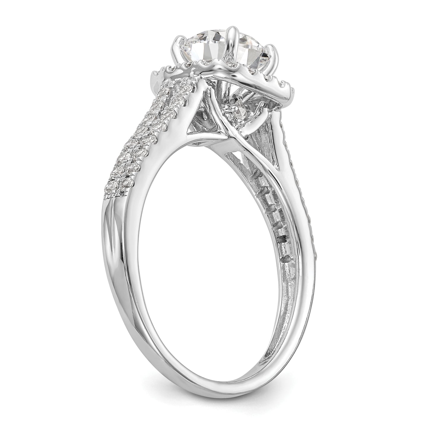 14k White Gold Halo Plus Peg Set 1/2ct Diamond Semi-Mount Engagement Ring