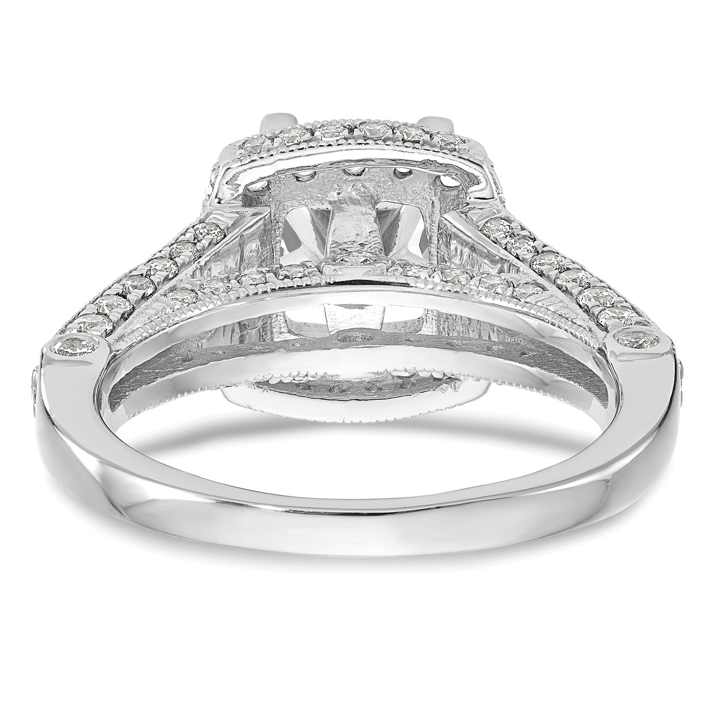 14K White Gold Halo Plus Peg Set 1.5 carat Diamond Semi-Mount Engagement Ring