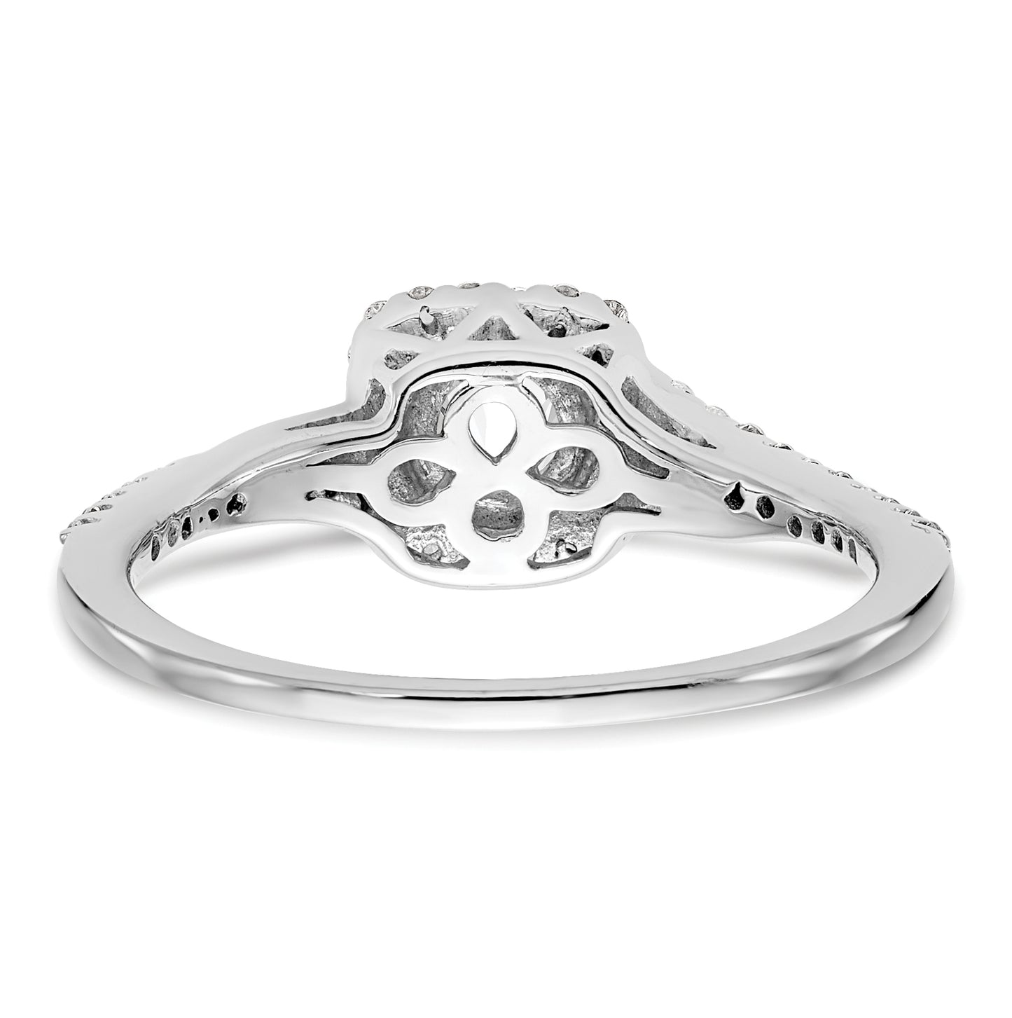 14K White Gold Halo Plus (Holds 1/2 carat (5.2mm) Round Center) 1/5 carat Diamond Semi-Mount Engagement Ring