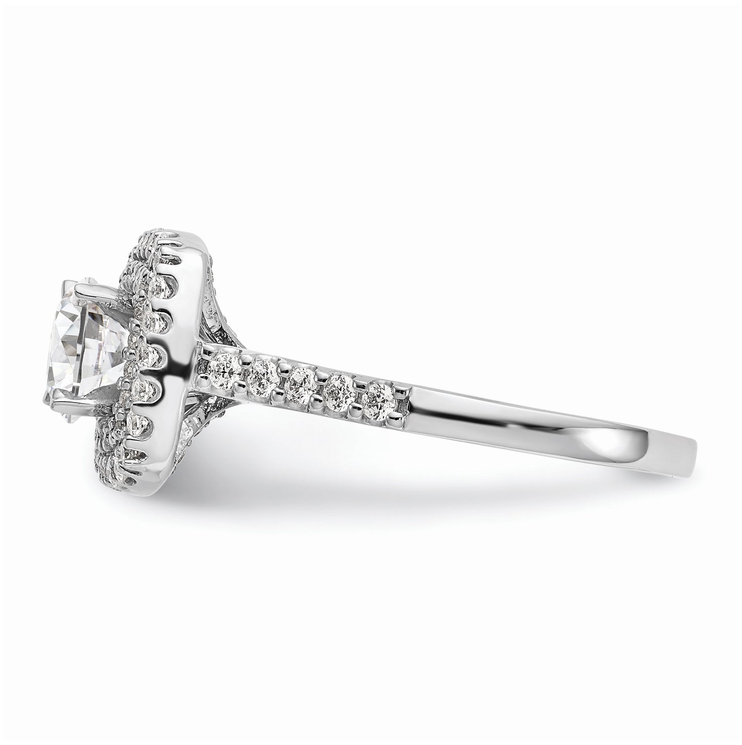 14K White Gold Double Halo (Holds 7/8 carat (6.2mm) Round Center) 1/2 carat Diamond Semi-Mount Engagement Ring