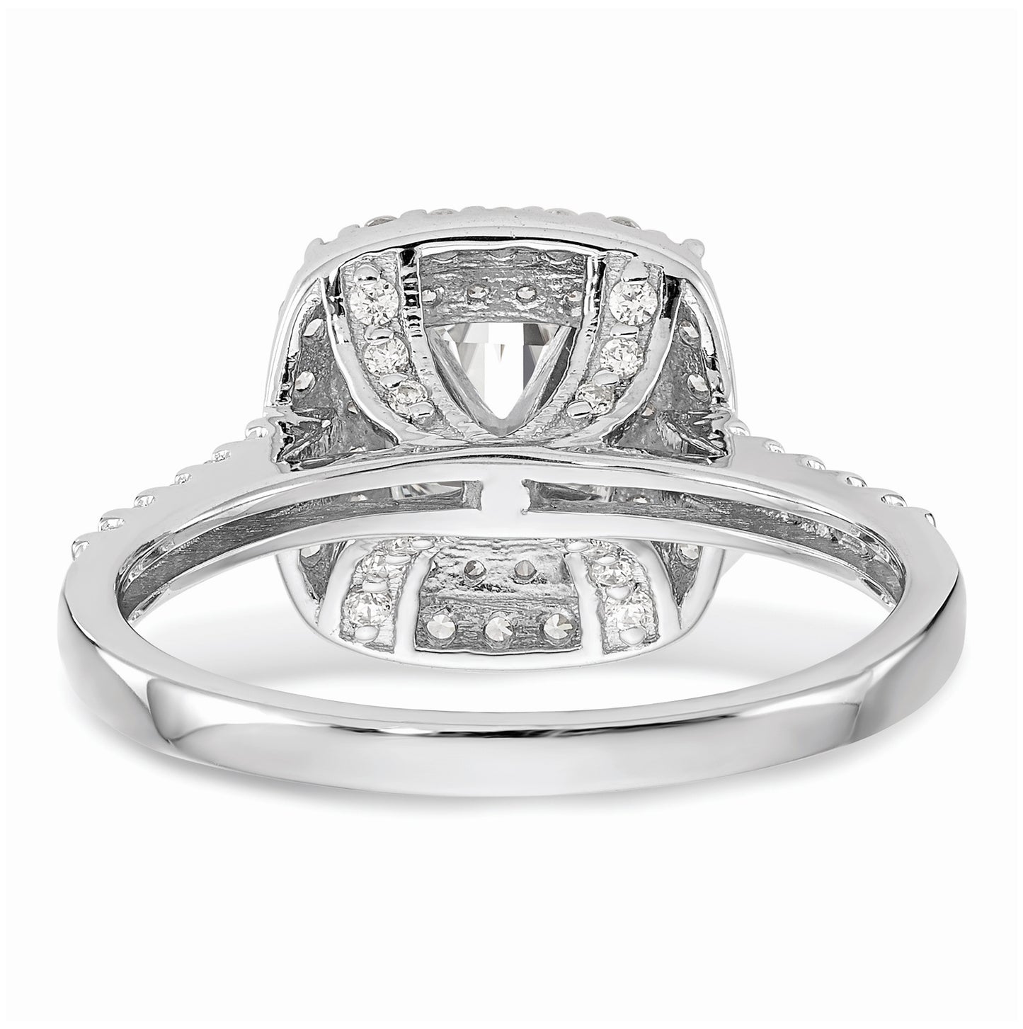14K White Gold Double Halo (Holds 7/8 carat (6.2mm) Round Center) 1/2 carat Diamond Semi-Mount Engagement Ring