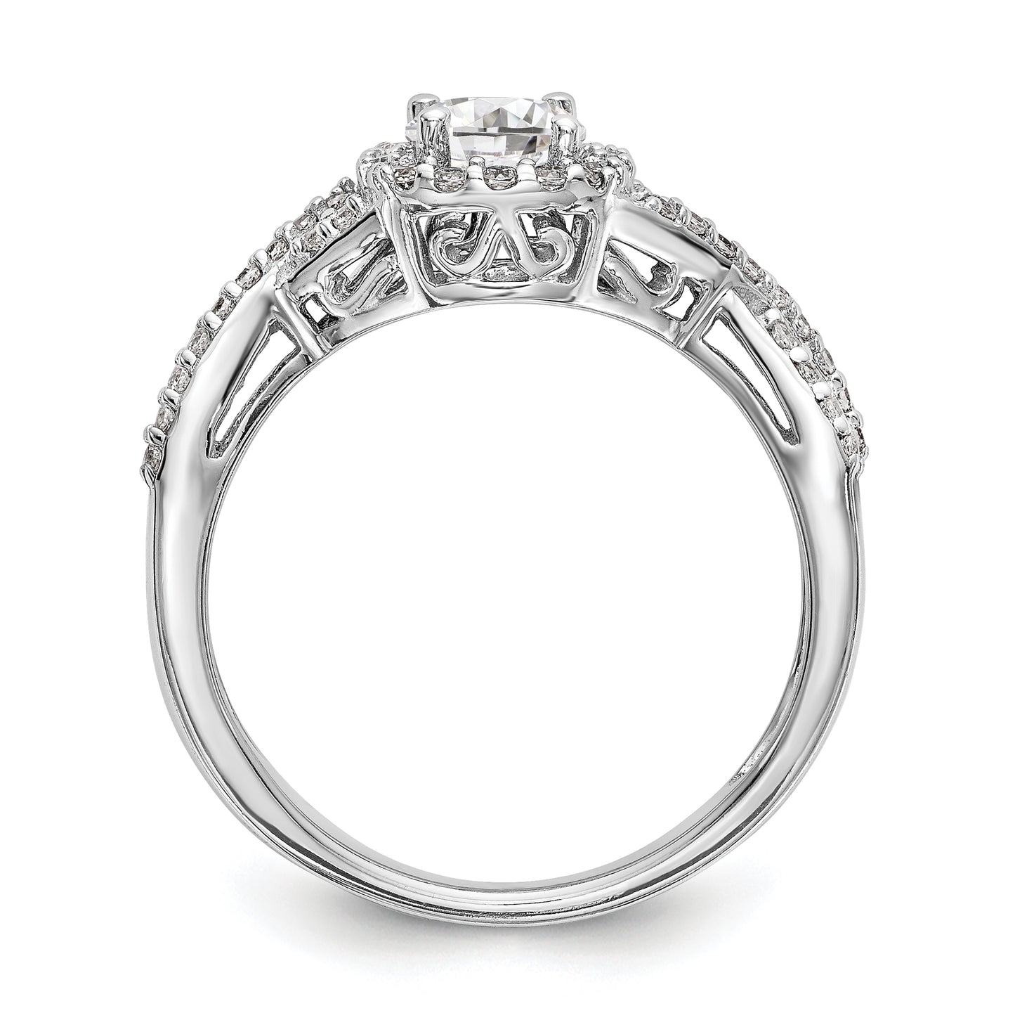 14K White Gold Halo Plus (Holds 1/2ct (5.2mm) Round Center) 1/4ct Diamond Semi-Mount Engagement Ring