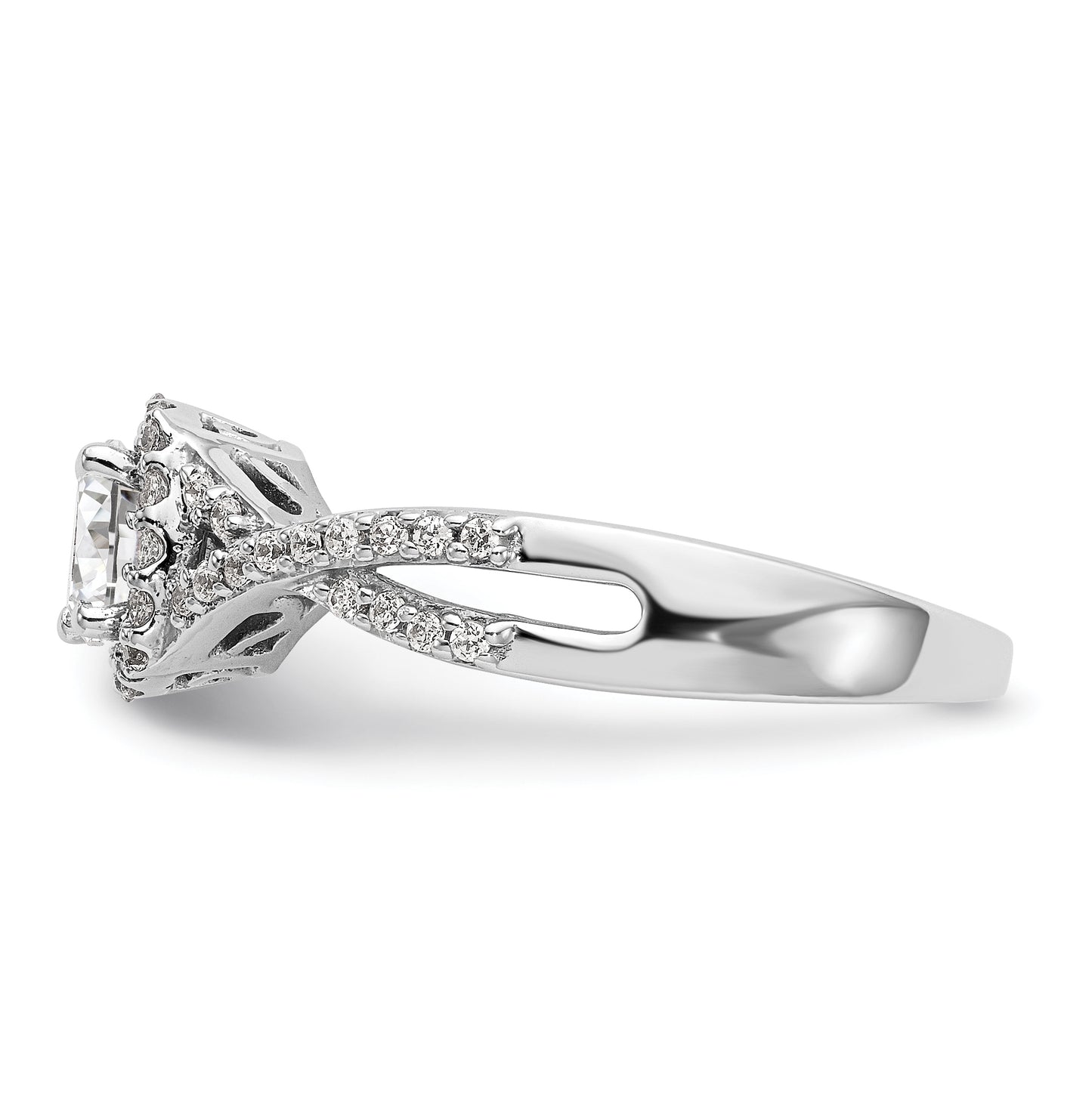 14K White Gold Halo Plus (Holds 1/2ct (5.2mm) Round Center) 1/4ct Diamond Semi-Mount Engagement Ring