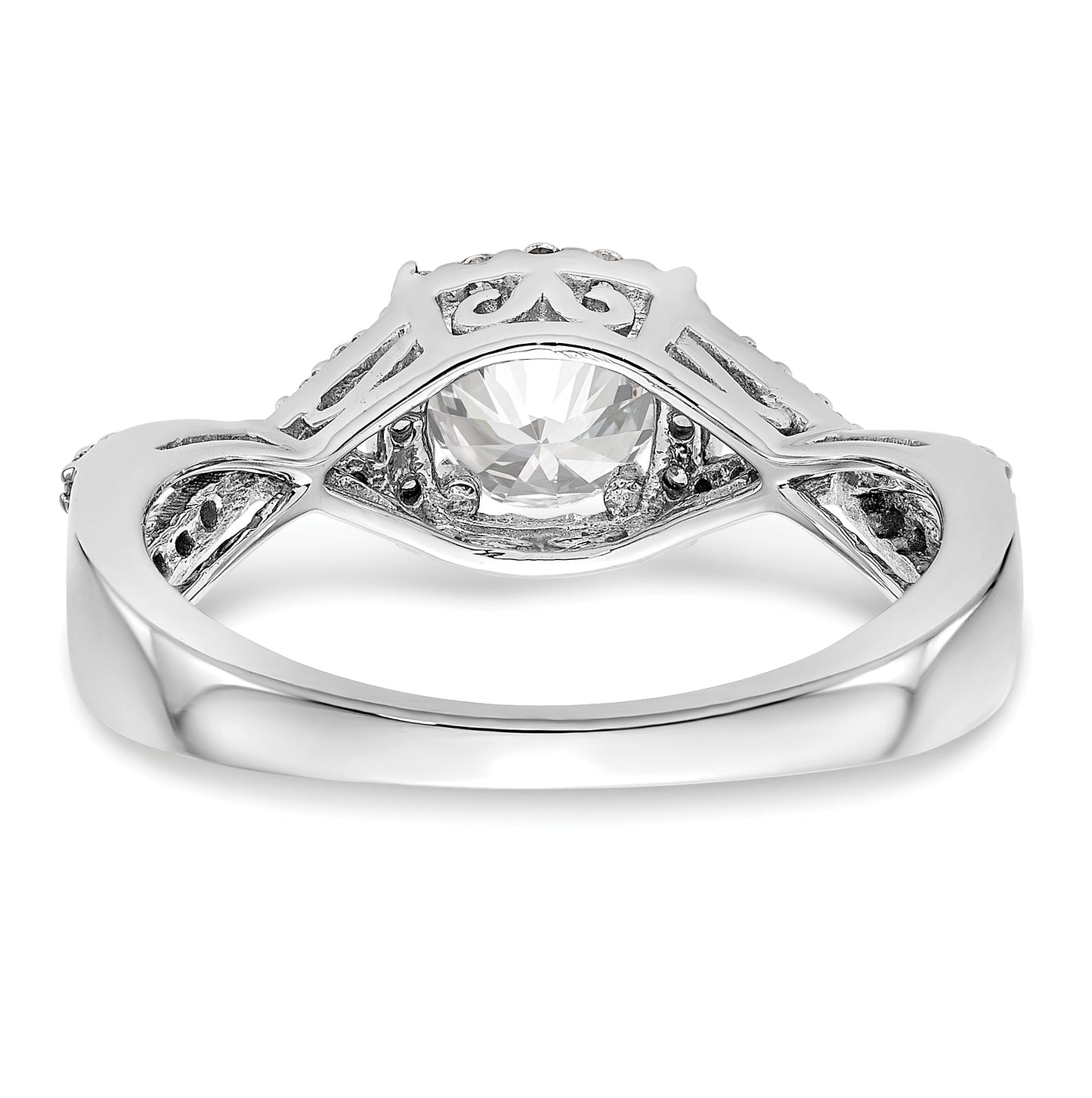 14K White Gold Halo Plus (Holds 1/2ct (5.2mm) Round Center) 1/4ct Diamond Semi-Mount Engagement Ring