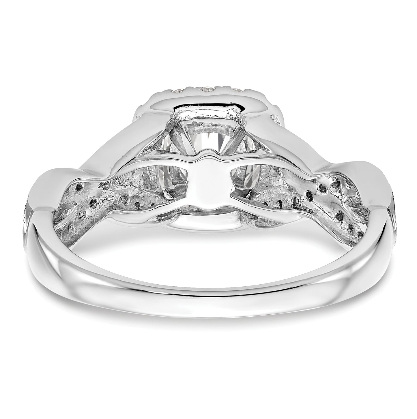 14K White Gold Halo Plus (Holds 1 carat (6.2mm) Cushion Center) 3/8 carat Diamond Semi-Mount Engagement Ring