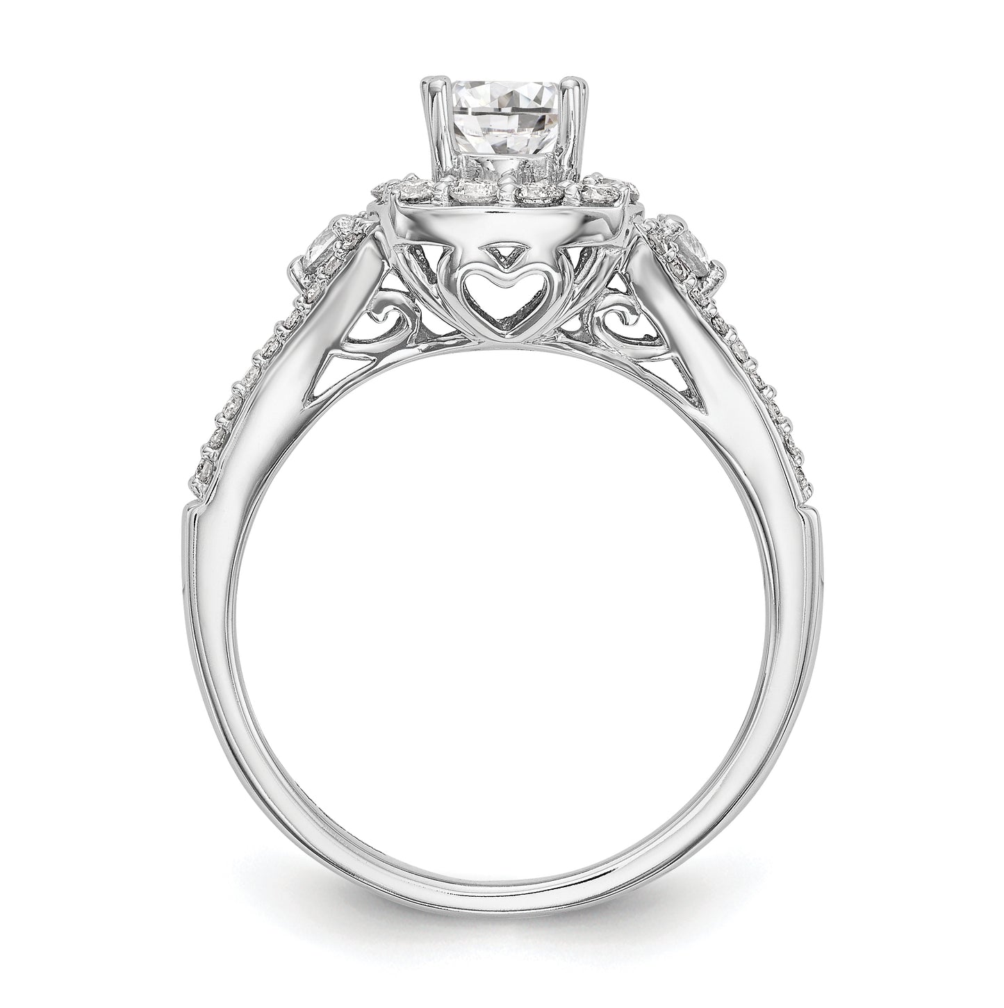 14K White Gold Halo Plus (Holds 1/2 carat (5.2mm) Round Center) 5/8 carat Diamond Semi-Mount Engagement Ring