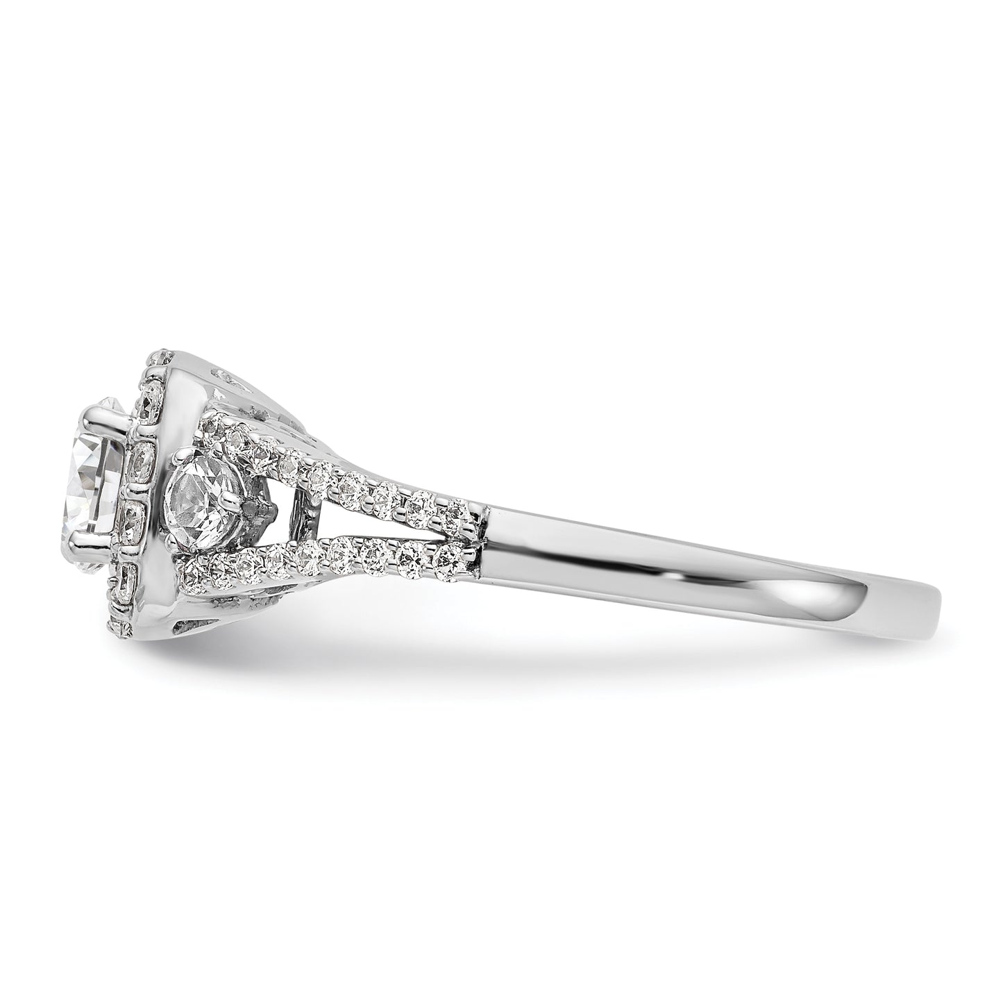 14K White Gold Halo Plus (Holds 1/2 carat (5.2mm) Round Center) 5/8 carat Diamond Semi-Mount Engagement Ring