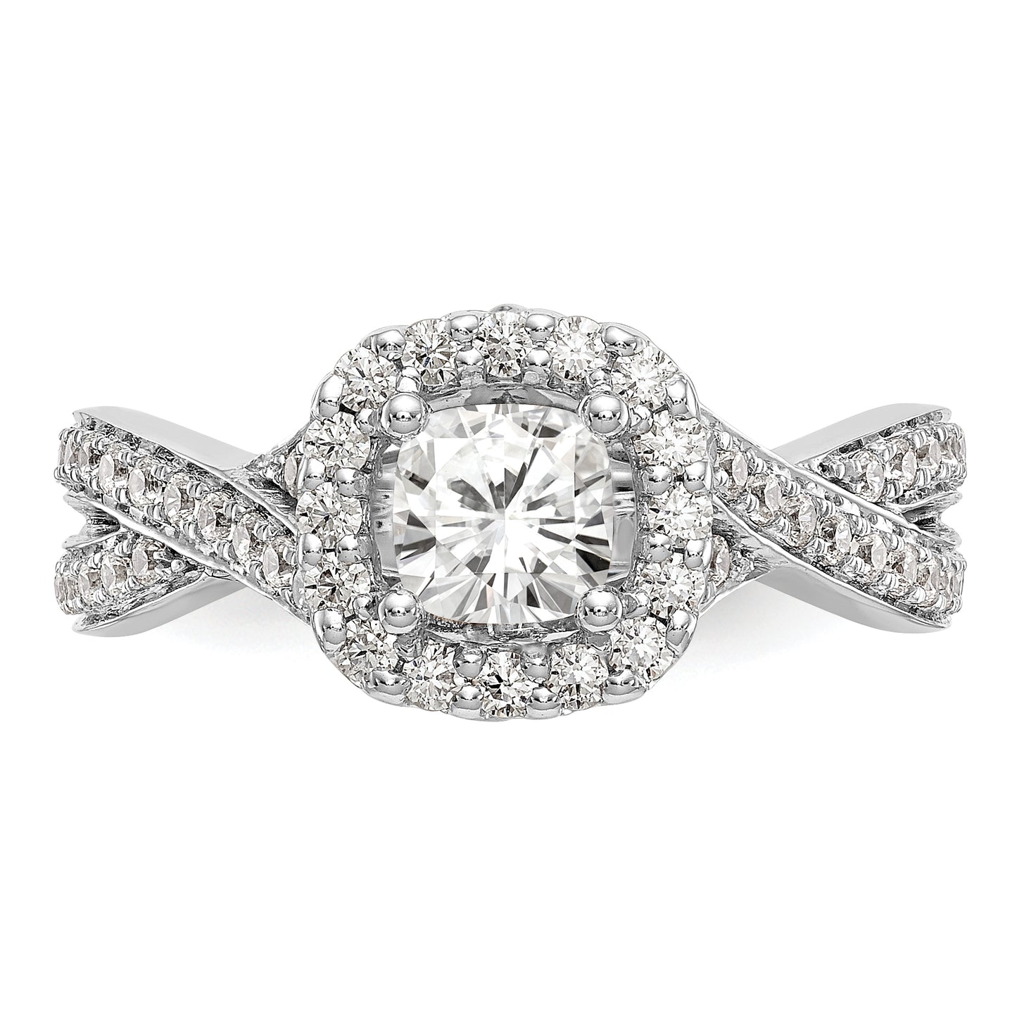 14K White Gold Halo Plus (Holds 1/2 carat (5.2mm) Round Center) 5/8 carat Diamond Semi-Mount Engagement Ring