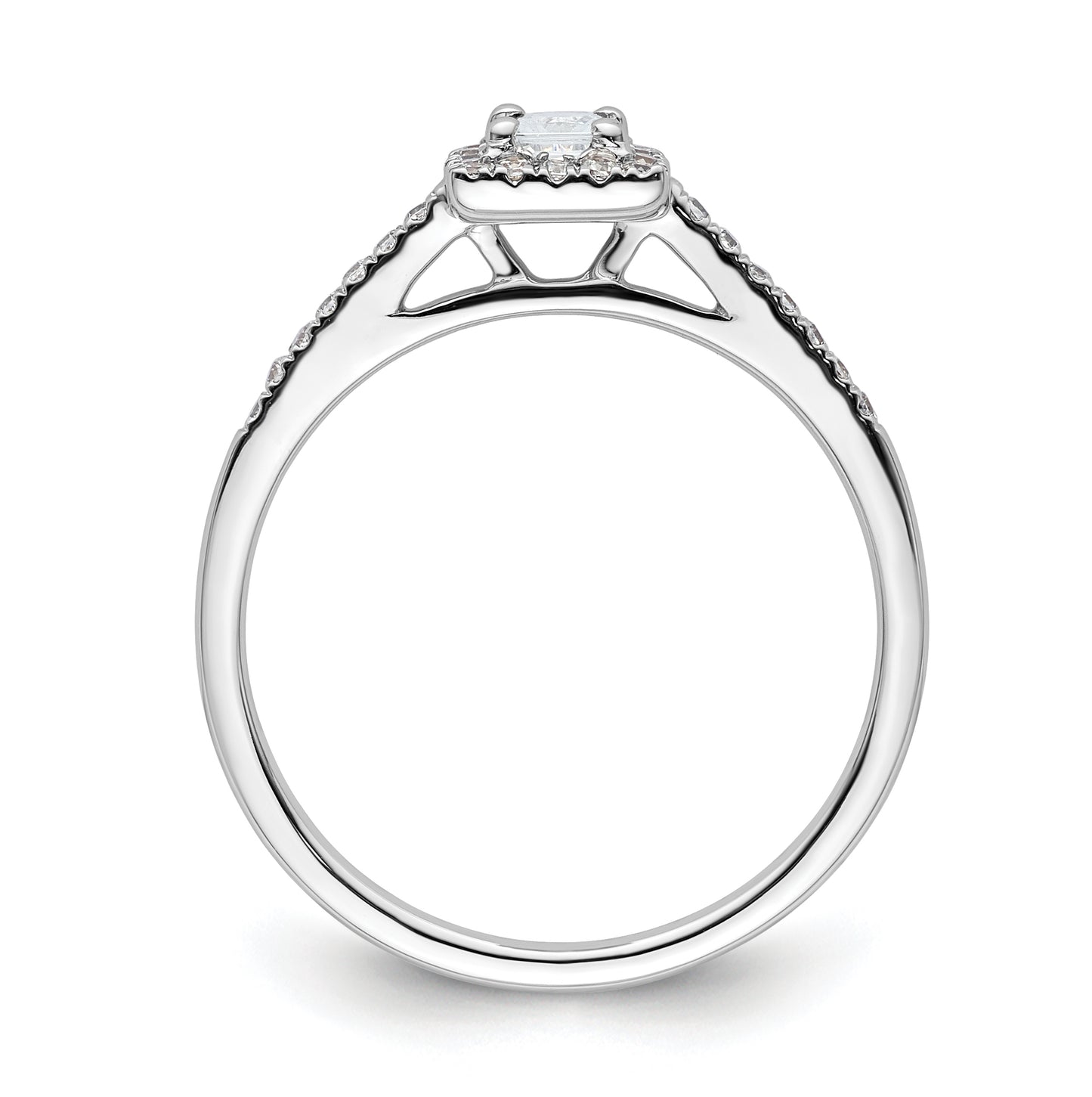 14K White Gold Halo Plus (Holds 1/4 carat (3.00mm) Princess Center) 1/6 carat Diamond Semi-Mount Engagement Ring