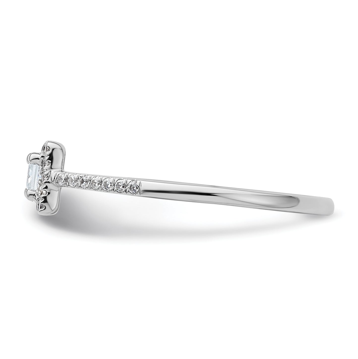 14K White Gold Halo Plus (Holds 1/4 carat (3.00mm) Princess Center) 1/6 carat Diamond Semi-Mount Engagement Ring