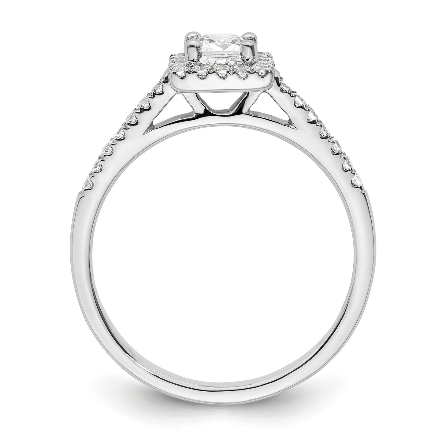 14K White Gold Halo Plus (Holds 1/3 carat (4.00 mm) Princess Center) 1/4 carat Diamond Semi-Mount Engagement Ring