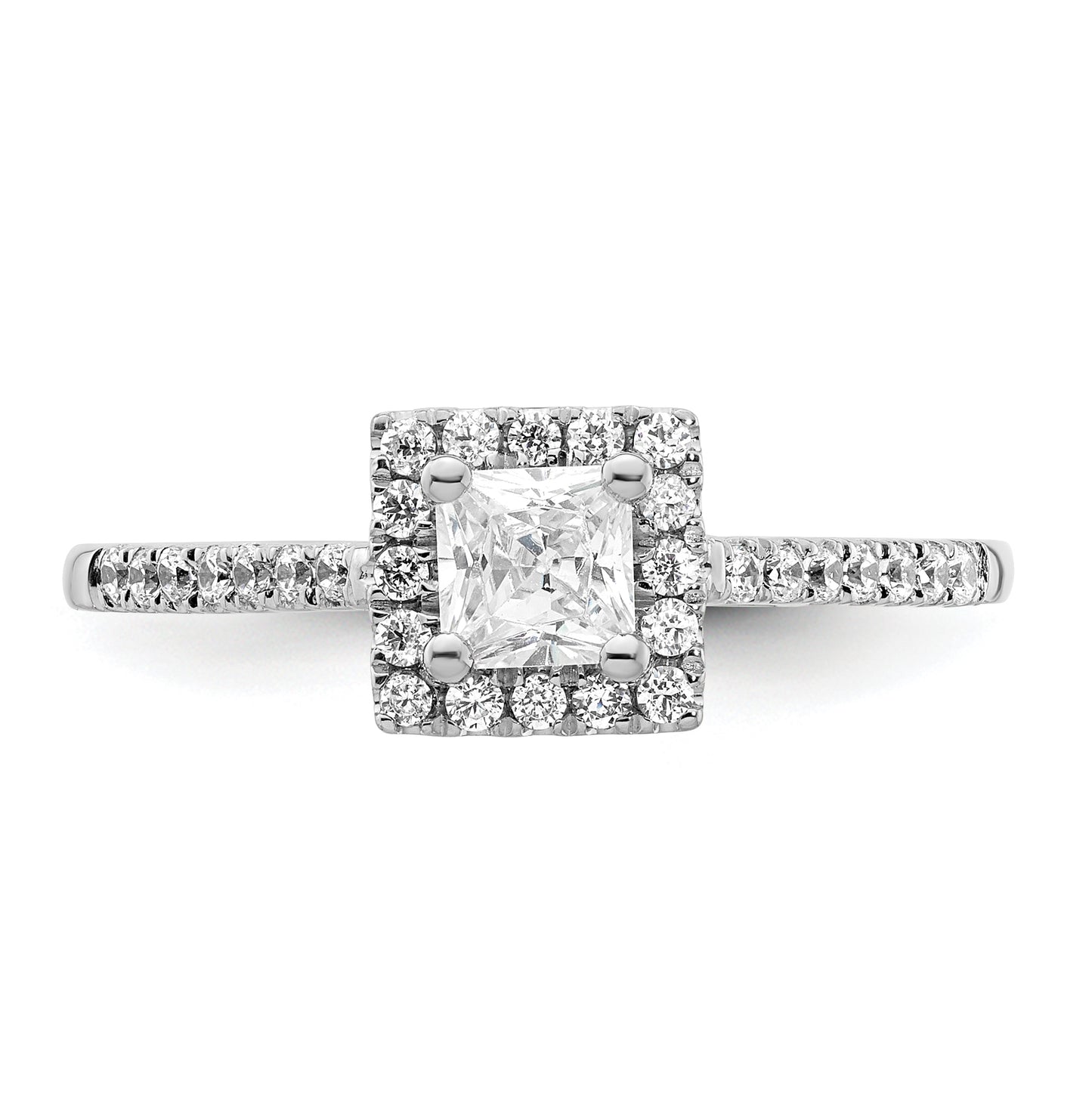 14K White Gold Halo Plus (Holds 1/3 carat (4.00 mm) Princess Center) 1/4 carat Diamond Semi-Mount Engagement Ring