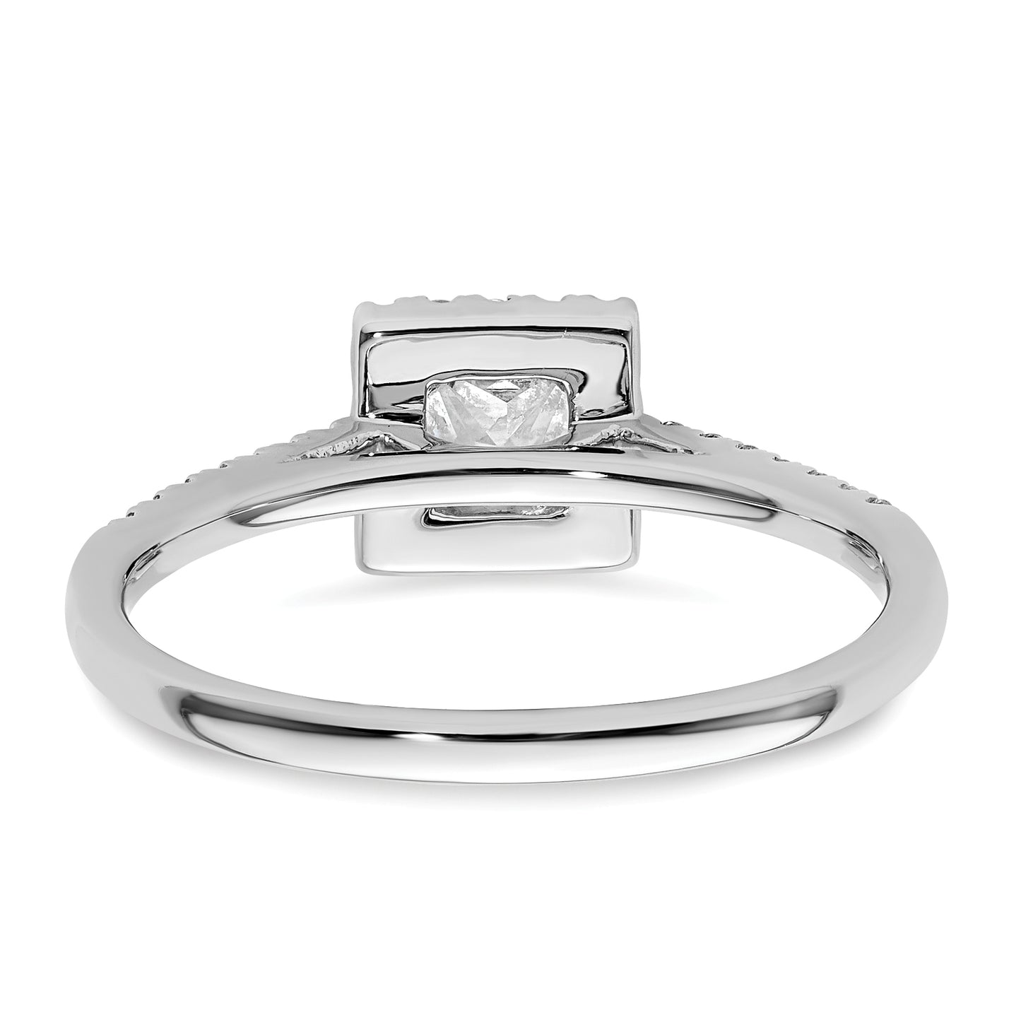 14K White Gold Halo Plus (Holds 1/3 carat (4.00 mm) Princess Center) 1/4 carat Diamond Semi-Mount Engagement Ring