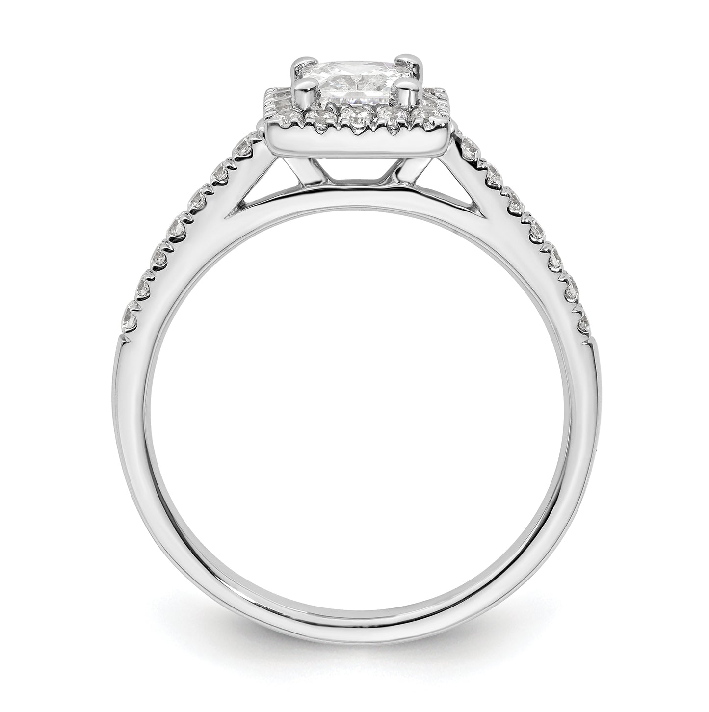 14K White Gold Halo Plus (Holds 1/2 carat (4.5mm) Princess Center) 1/3 carat Diamond Semi-Mount Engagement Ring