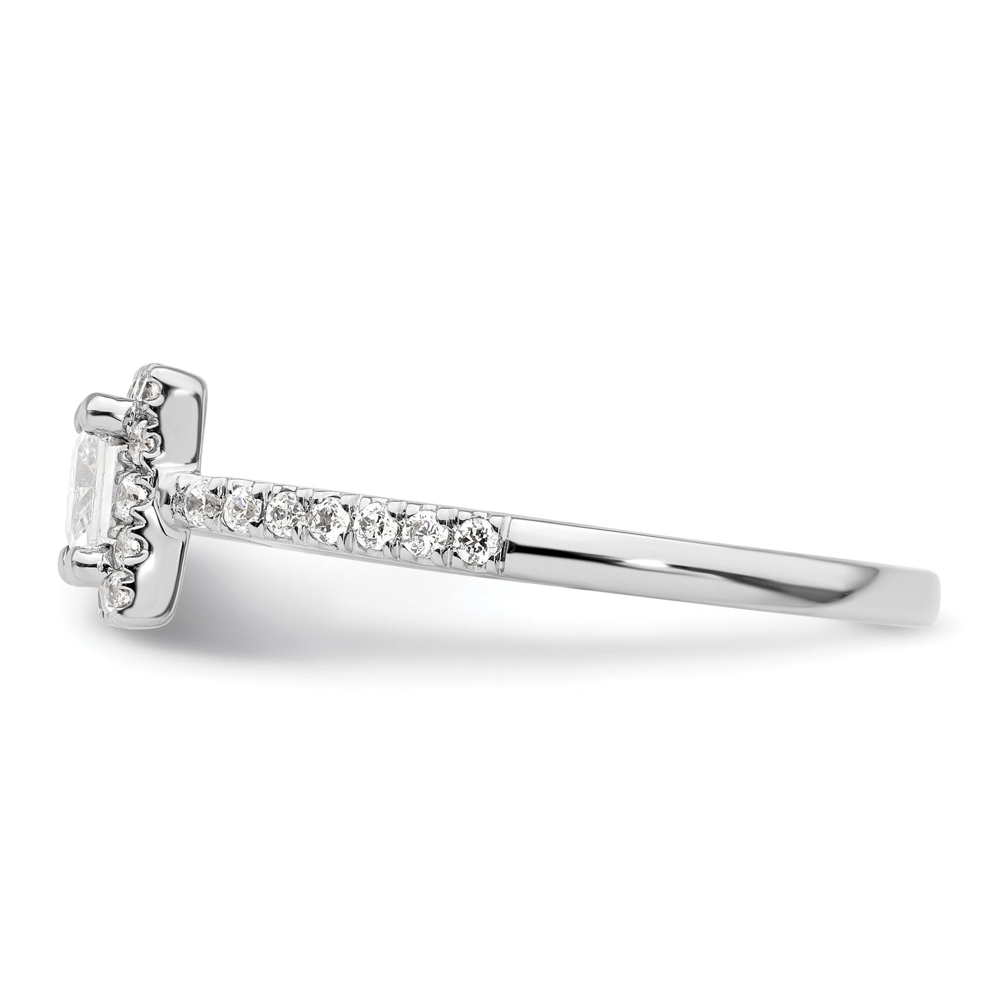 14K White Gold Halo Plus (Holds 1/2 carat (4.5mm) Princess Center) 1/3 carat Diamond Semi-Mount Engagement Ring