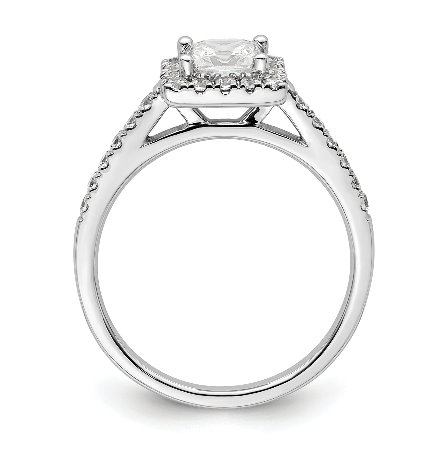 14K White Gold Halo Plus (Holds 3/4 carat (5.00mm) Princess Center) 3/8 carat Diamond Semi-Mount Engagement Ring