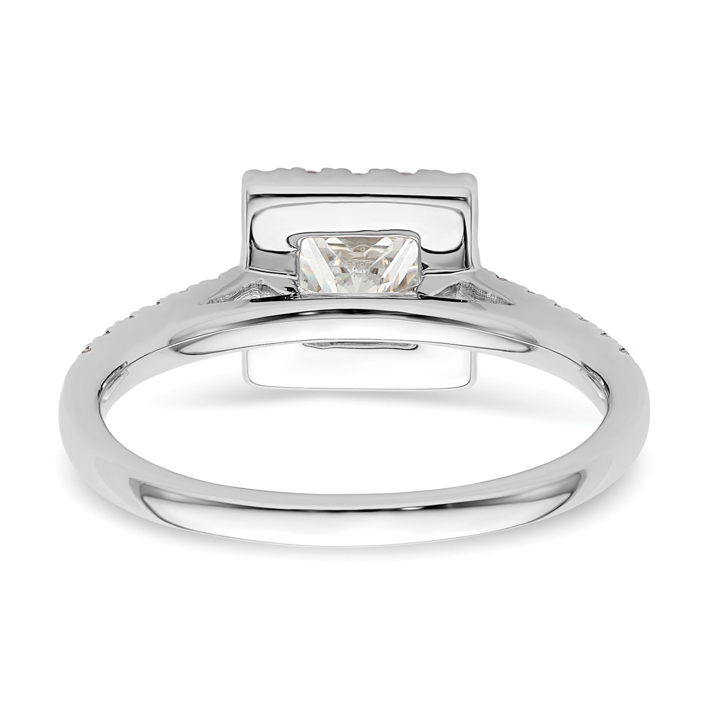 14K White Gold Halo Plus (Holds 3/4 carat (5.00mm) Princess Center) 3/8 carat Diamond Semi-Mount Engagement Ring