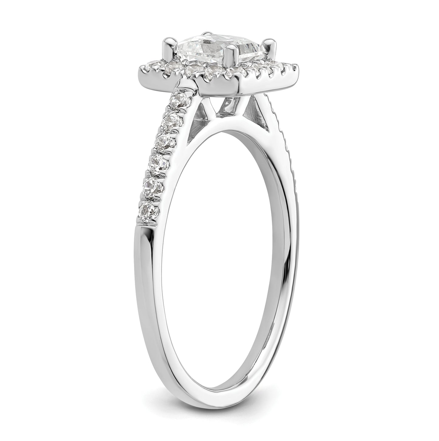 14K White Gold Halo Plus (Holds 3/4 carat (5.00mm) Princess Center) 3/8 carat Diamond Semi-Mount Engagement Ring