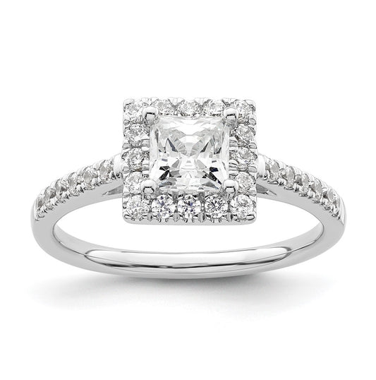 14K White Gold Halo Plus (Holds 3/4 carat (5.00mm) Princess Center) 3/8 carat Diamond Semi-Mount Engagement Ring