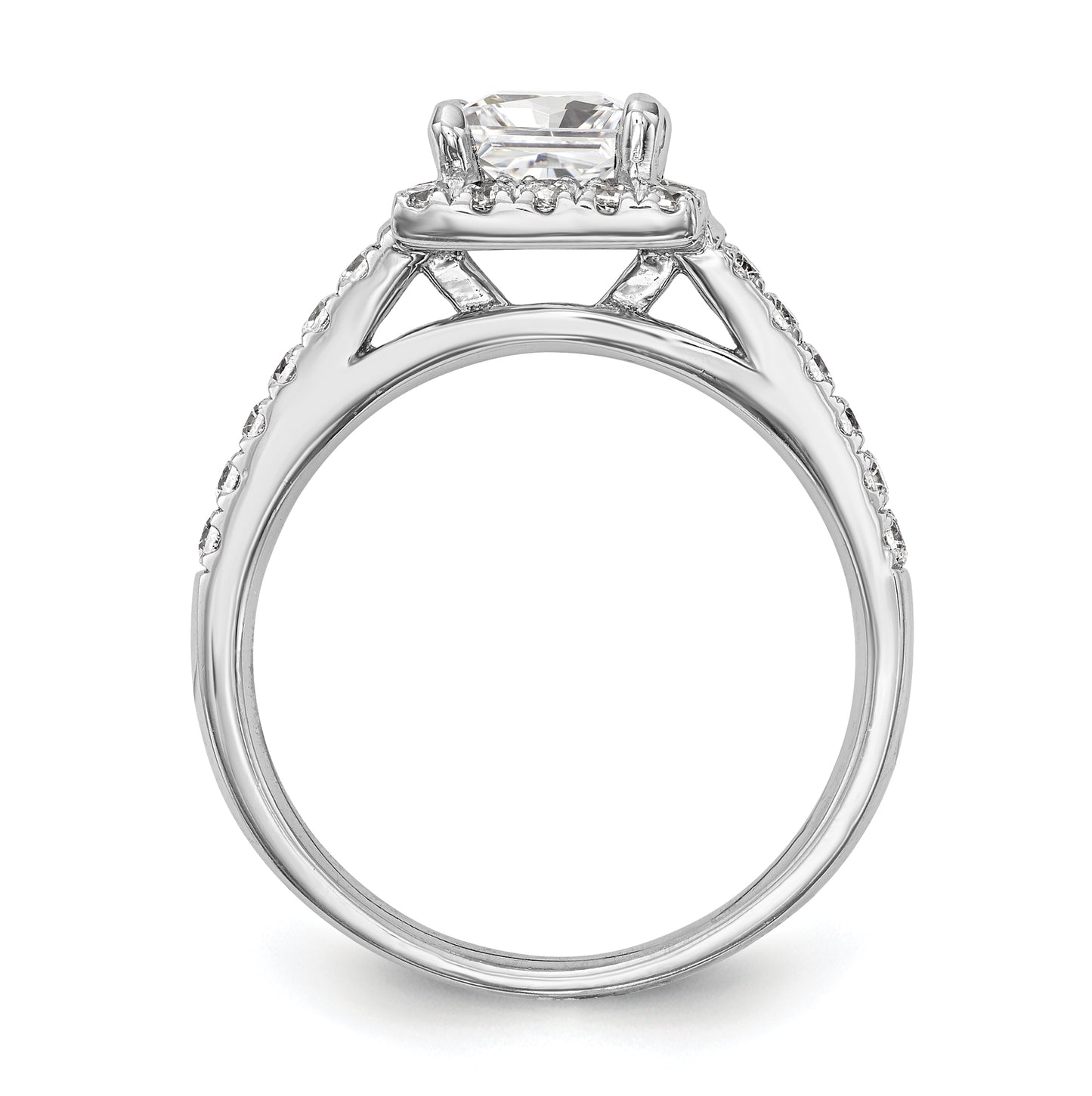 14K White Gold Halo Plus (Holds 1 carat (5.5 mm) Princess Center) 1/2 carat Diamond Semi-Mount Engagement Ring