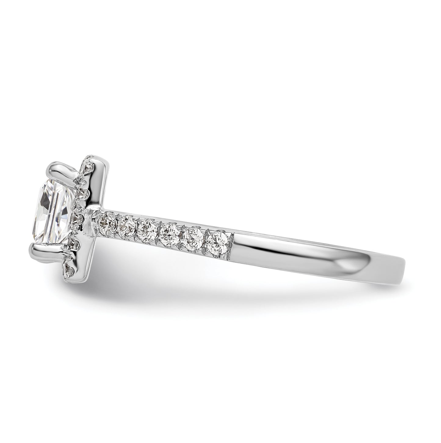 14K White Gold Halo Plus (Holds 1 carat (5.5 mm) Princess Center) 1/2 carat Diamond Semi-Mount Engagement Ring