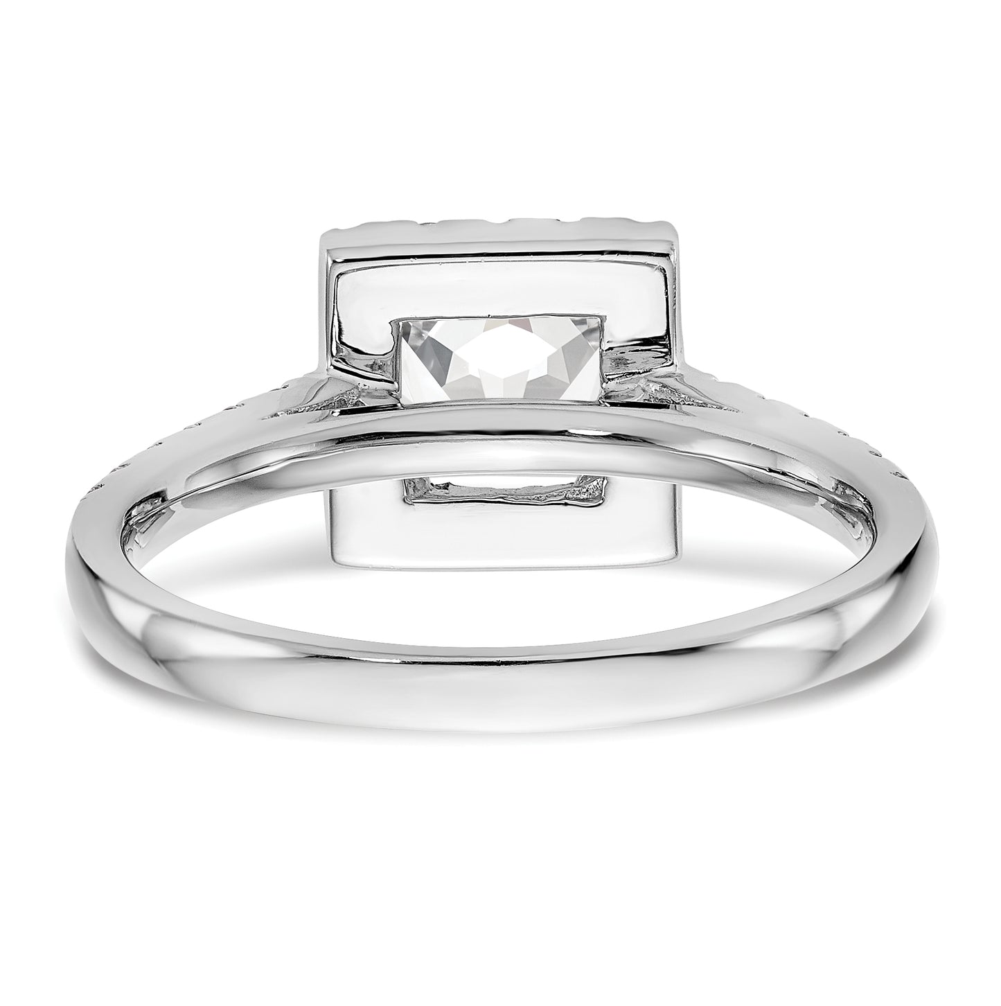 14K White Gold Halo Plus (Holds 1 carat (5.5 mm) Princess Center) 1/2 carat Diamond Semi-Mount Engagement Ring
