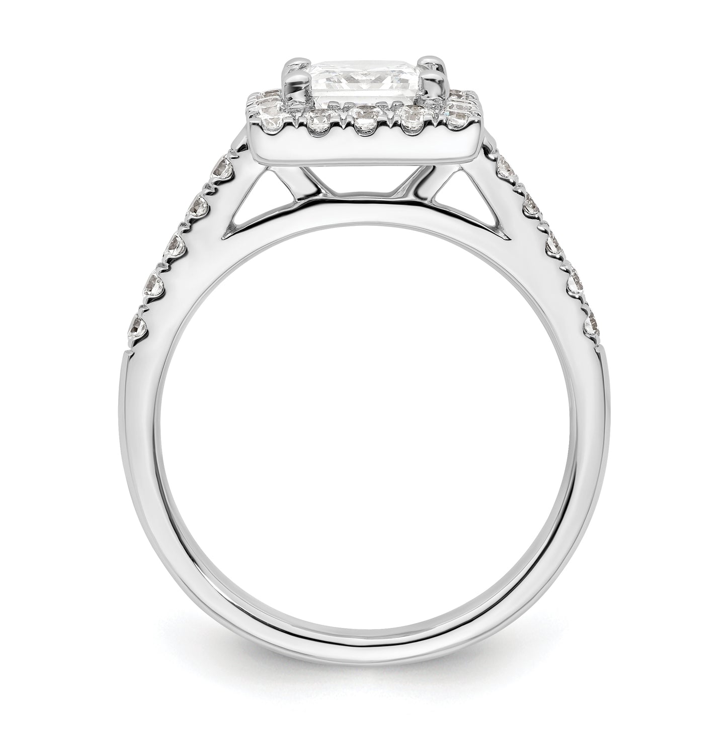 14K White Gold Halo Plus (Holds 1.25 carat (6.00mm) Princess Center) 5/8 carat Diamond Semi-Mount Engagement Ring