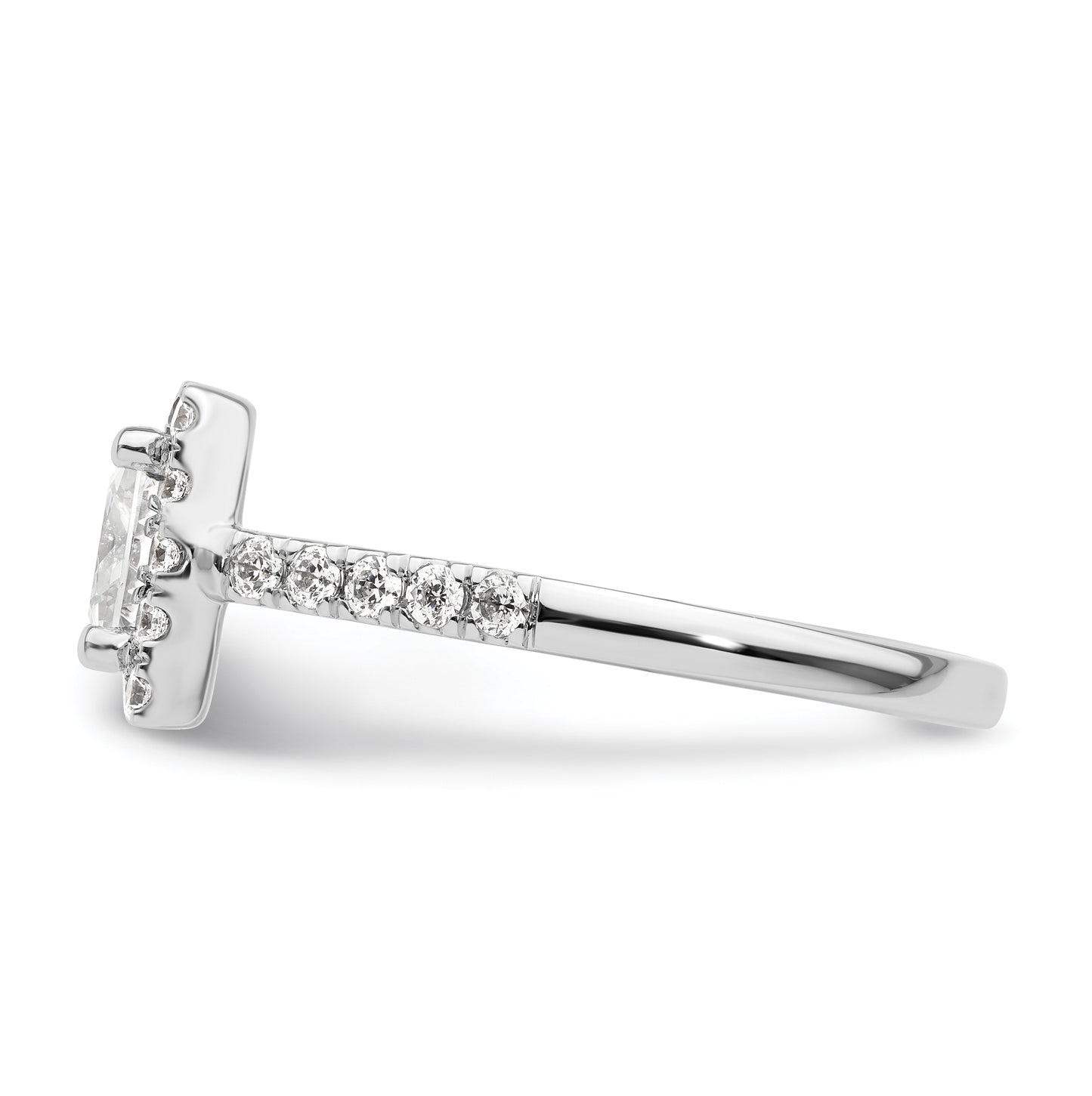 14K White Gold Halo Plus (Holds 1.25 carat (6.00mm) Princess Center) 5/8 carat Diamond Semi-Mount Engagement Ring